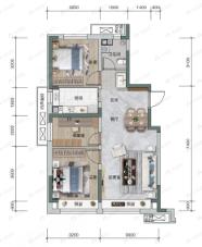 伊河棠樾2室2厅1卫户型图