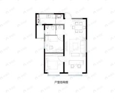 秦基高铁1号院2室3厅1卫户型图