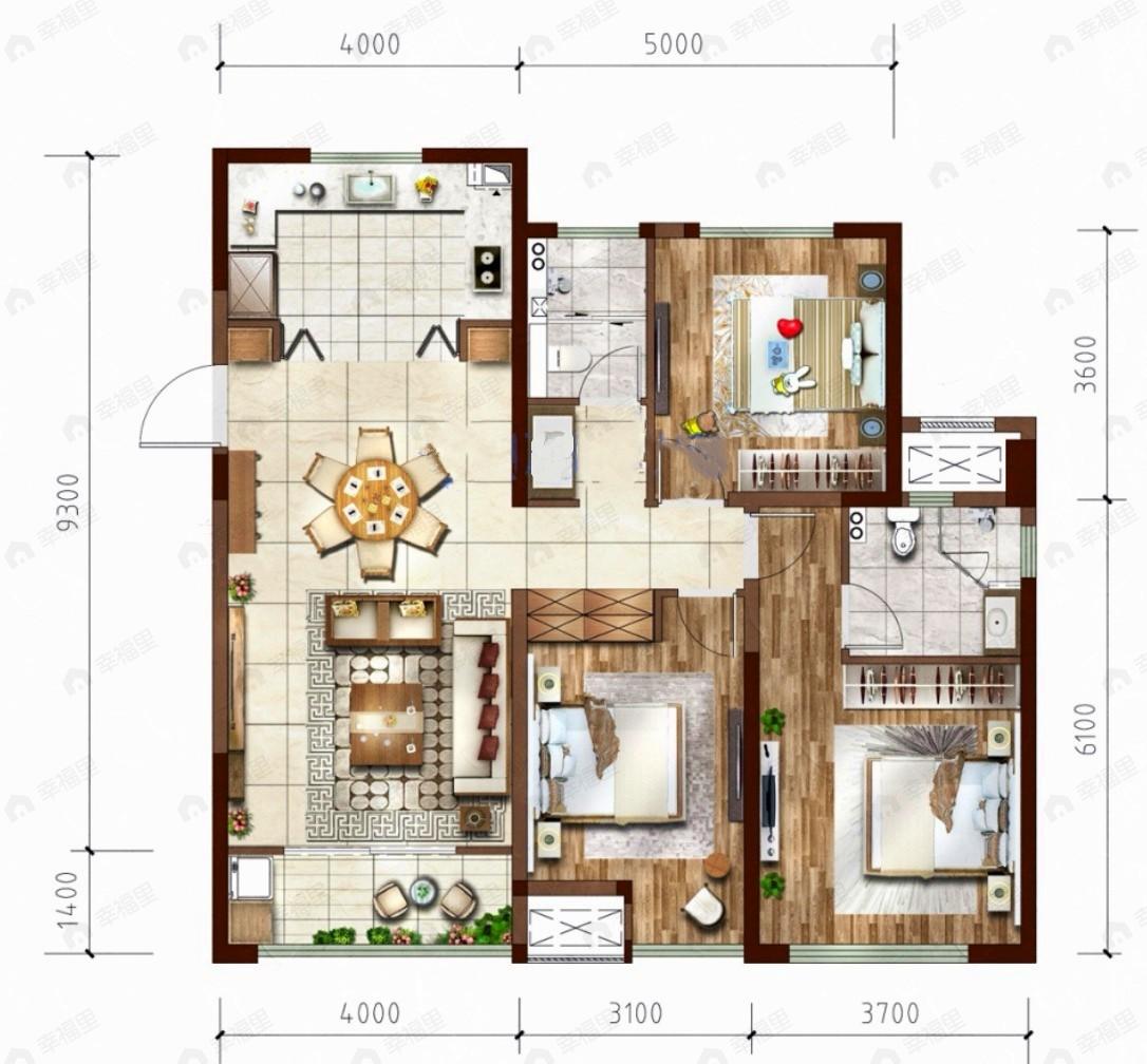 兰州中央公园3室2厅2卫户型图