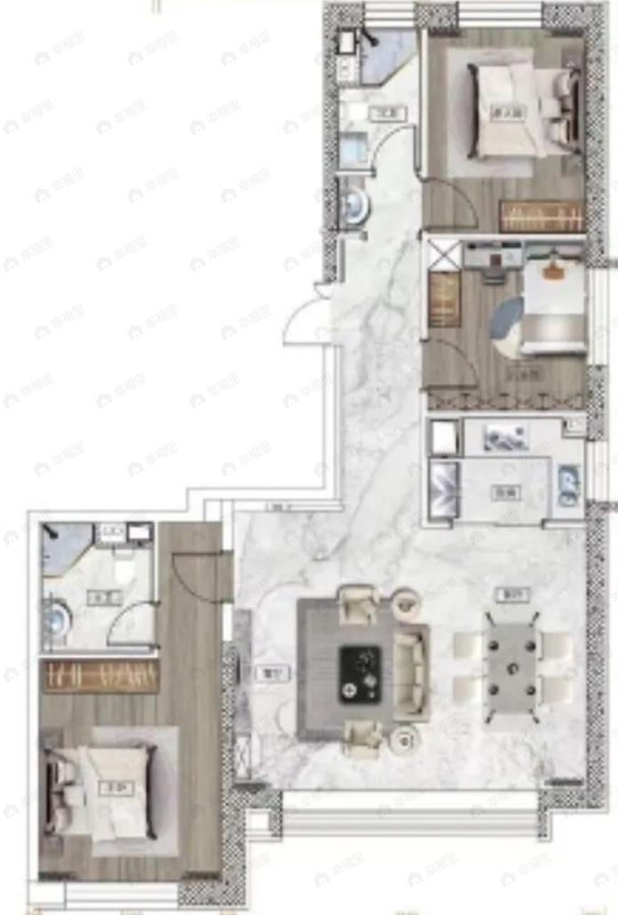 首创天阅海河3室2厅2卫户型图