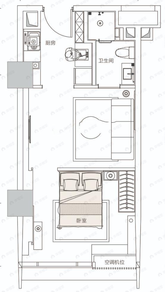 西咸国际文创小镇1室1厅1卫户型图