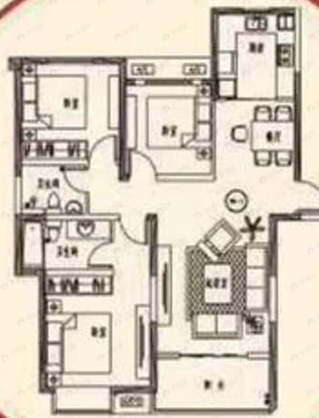 嘉园蓝湖九郡3室2厅2卫户型图