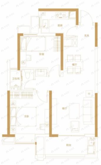 幸福湾星语2室2厅1卫户型图