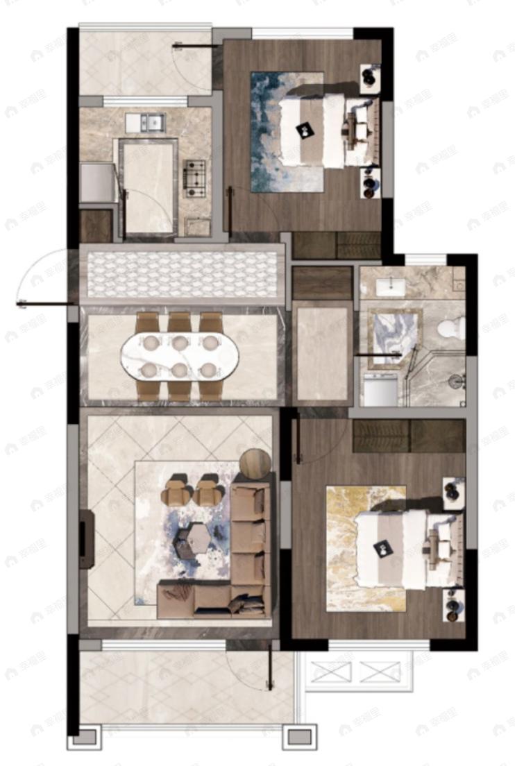 月伴湾2室2厅1卫户型图