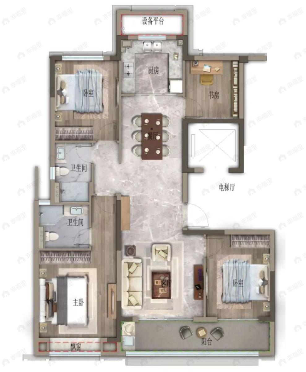 滨江福田里4室2厅2卫户型图