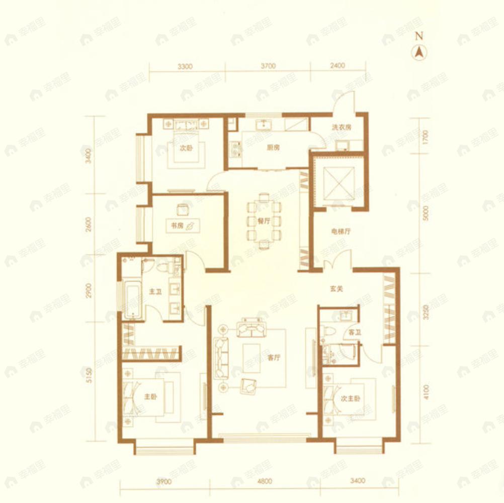 华远裘马四季4室2厅2卫户型图