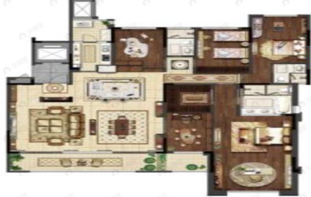 4室2厅3卫建面273m²北|南户型图