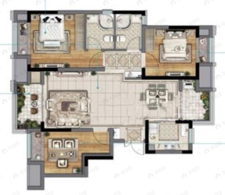 首钢铂鹭风华3室2厅2卫户型图