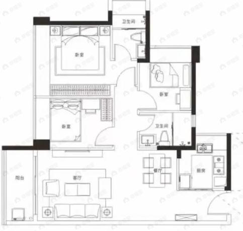 京基智农山海御园5室2厅3卫户型图