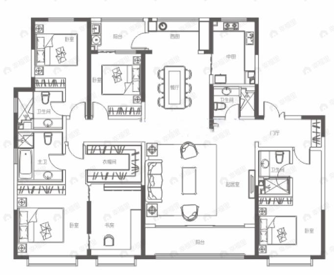沣华熙城5室2厅4卫户型图