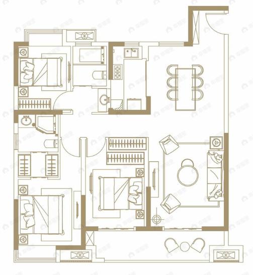 嘉圆悦湖居3室2厅2卫户型图