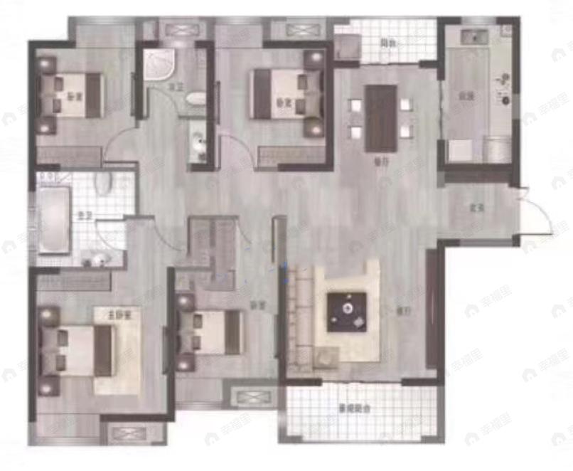 地铁盛观尚城4室2厅2卫户型图