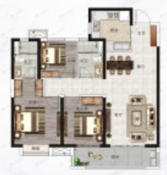 保利庭瑞阅江台3室2厅2卫户型图