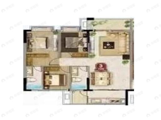 3室2厅2卫建面97平北户型图