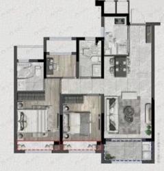 旭辉瓯江城3室2厅2卫户型图