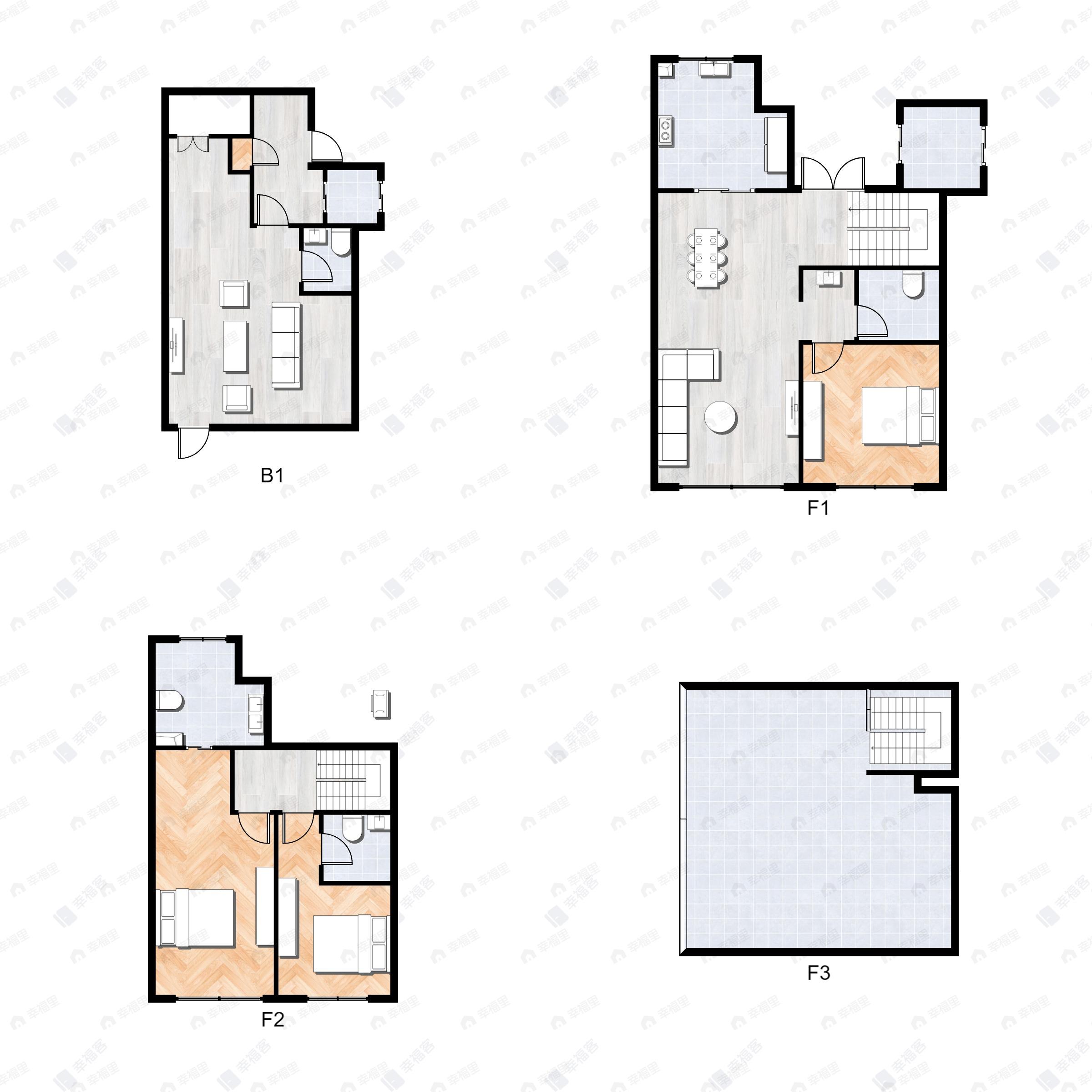 3室2厅4卫建面220m²北|南户型图