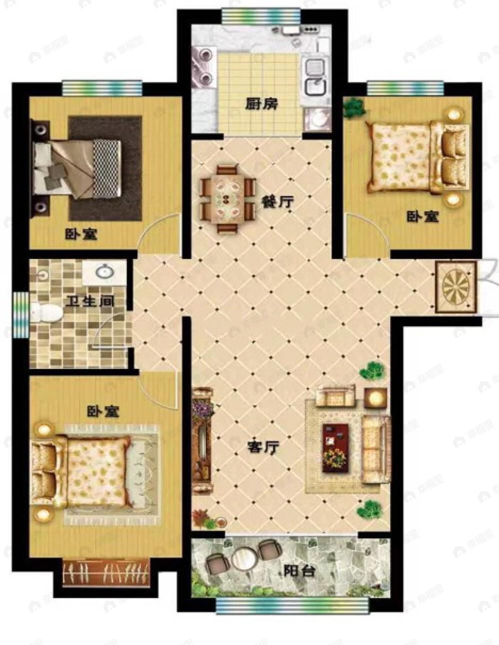和平嘉园3室2厅1卫户型图