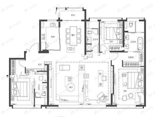 梅江壹号院一期3室2厅3卫户型图