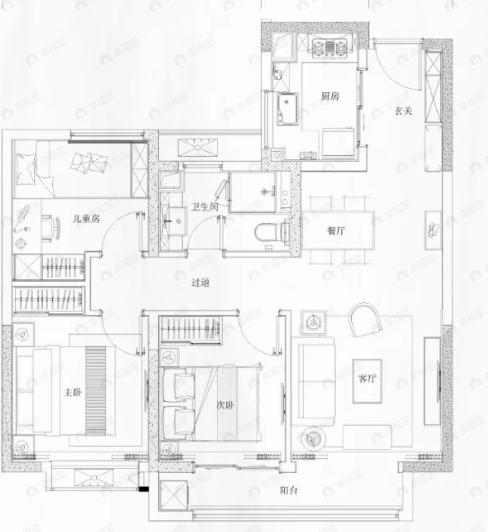 南飞鸿云境澜湾3室2厅1卫户型图
