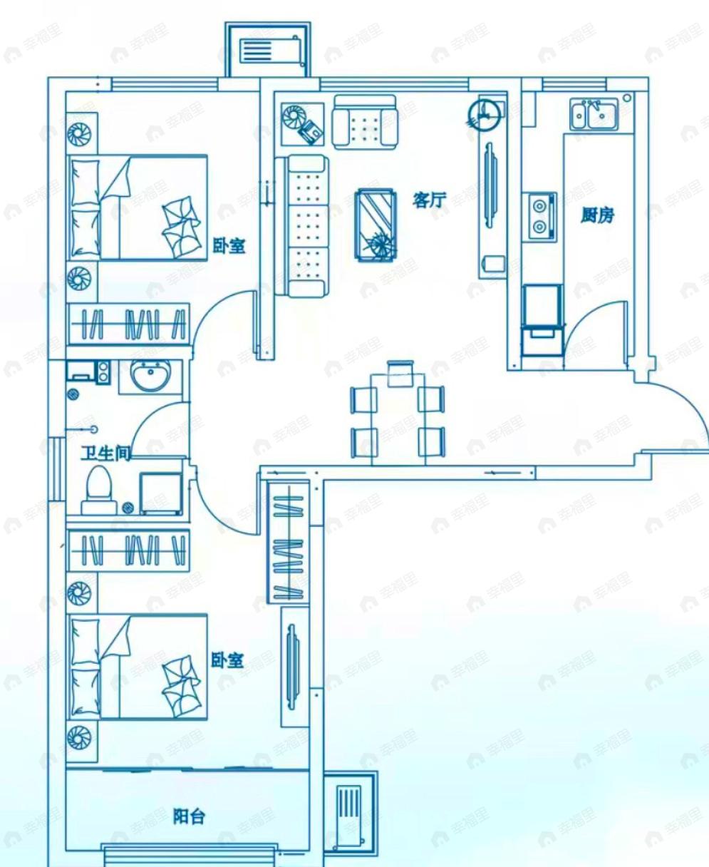 天昱凤凰城四期2室2厅1卫户型图