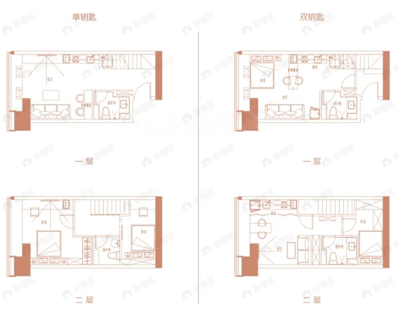 2室2厅2卫建面41平西户型图