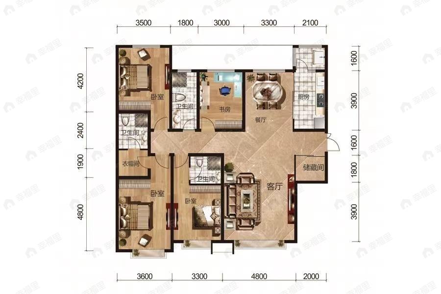 中广宜景湾郡城4室2厅3卫户型图