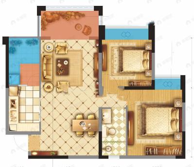 嘉和世纪城2室2厅1卫户型图