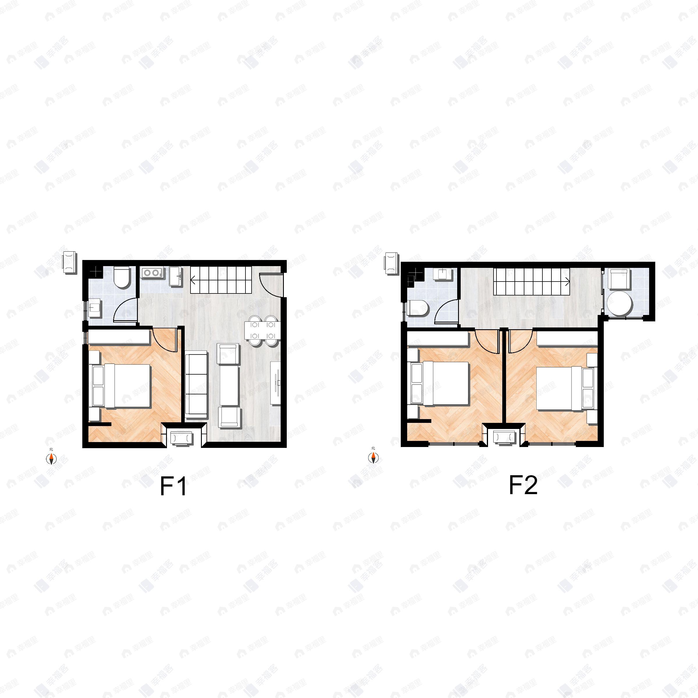 3室1厅2卫建面45平户型图