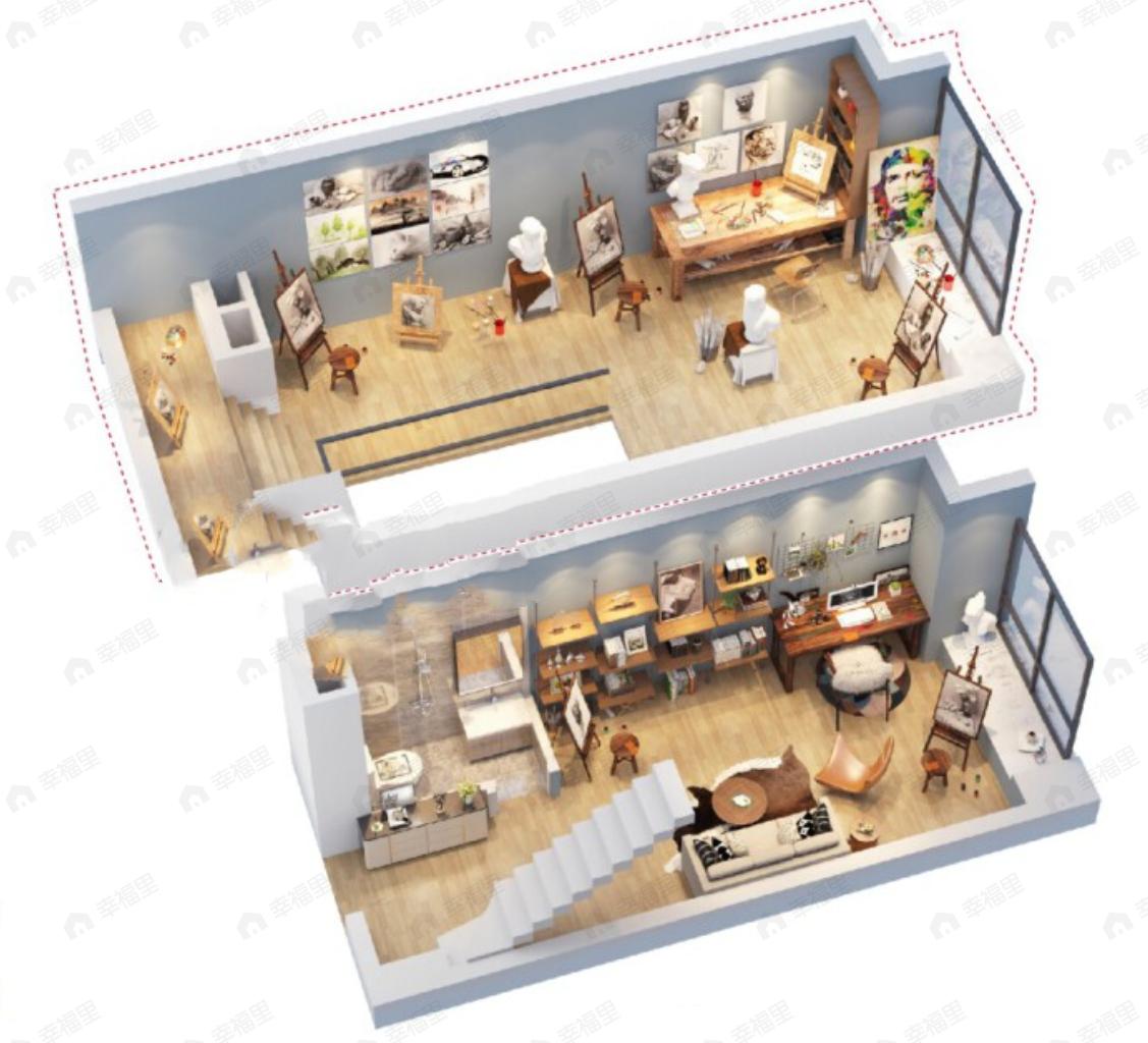 1室1厅1卫建面37m²北|东南户型图