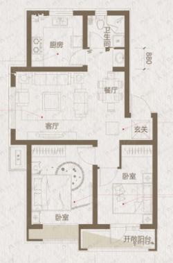 御龙湾2室2厅1卫户型图