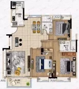 花都颐和山庄3室2厅2卫户型图