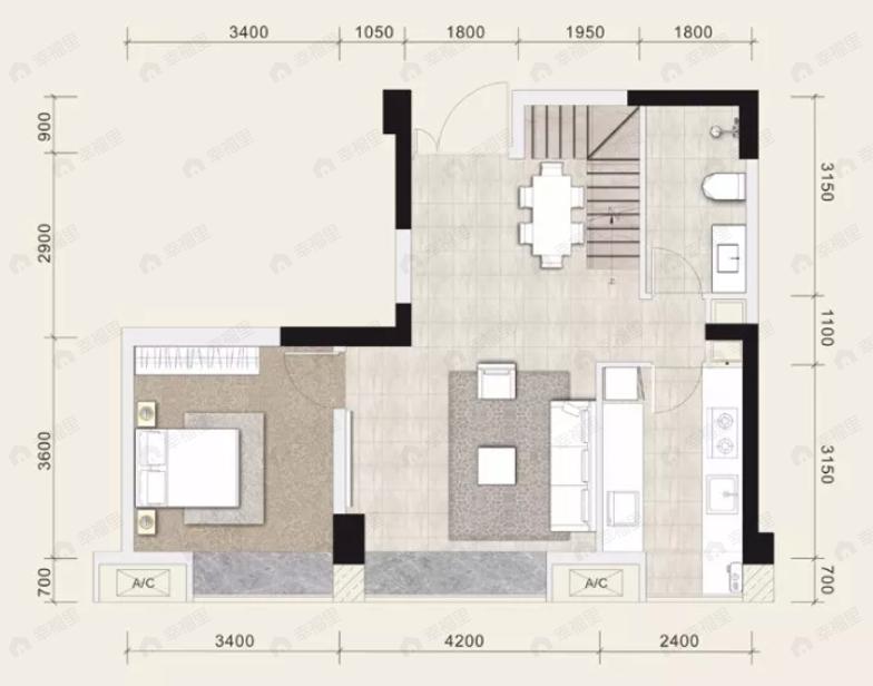 4室3厅3卫建面79平户型图