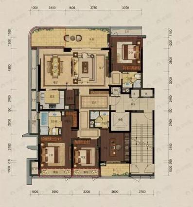 富春望4室2厅3卫户型图