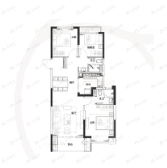 海伦堡玖悦源筑3室2厅2卫户型图