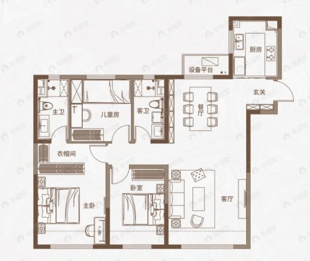 中海河山郡3室2厅2卫户型图