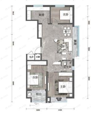 3室2厅1卫建面112m²南户型图