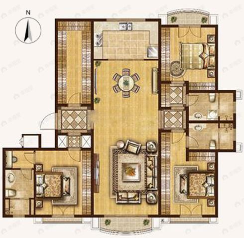 鲁信随珠花园3室2厅3卫户型图