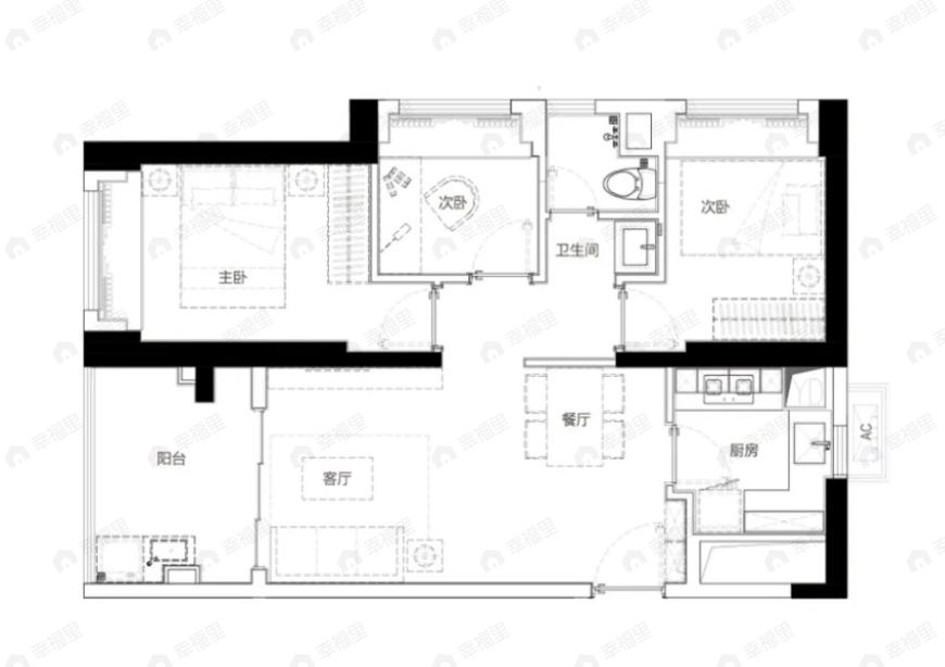 和城里3室2厅1卫户型图