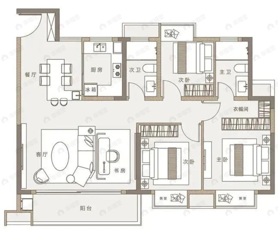 景域铂悦3室2厅2卫户型图