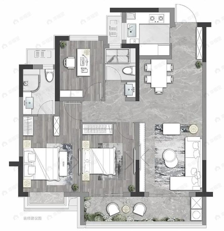 雅颂兰庭3室2厅2卫户型图