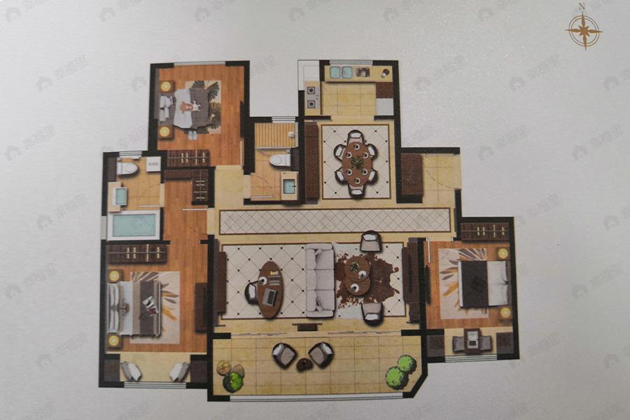 3室2厅2卫建面145平户型图