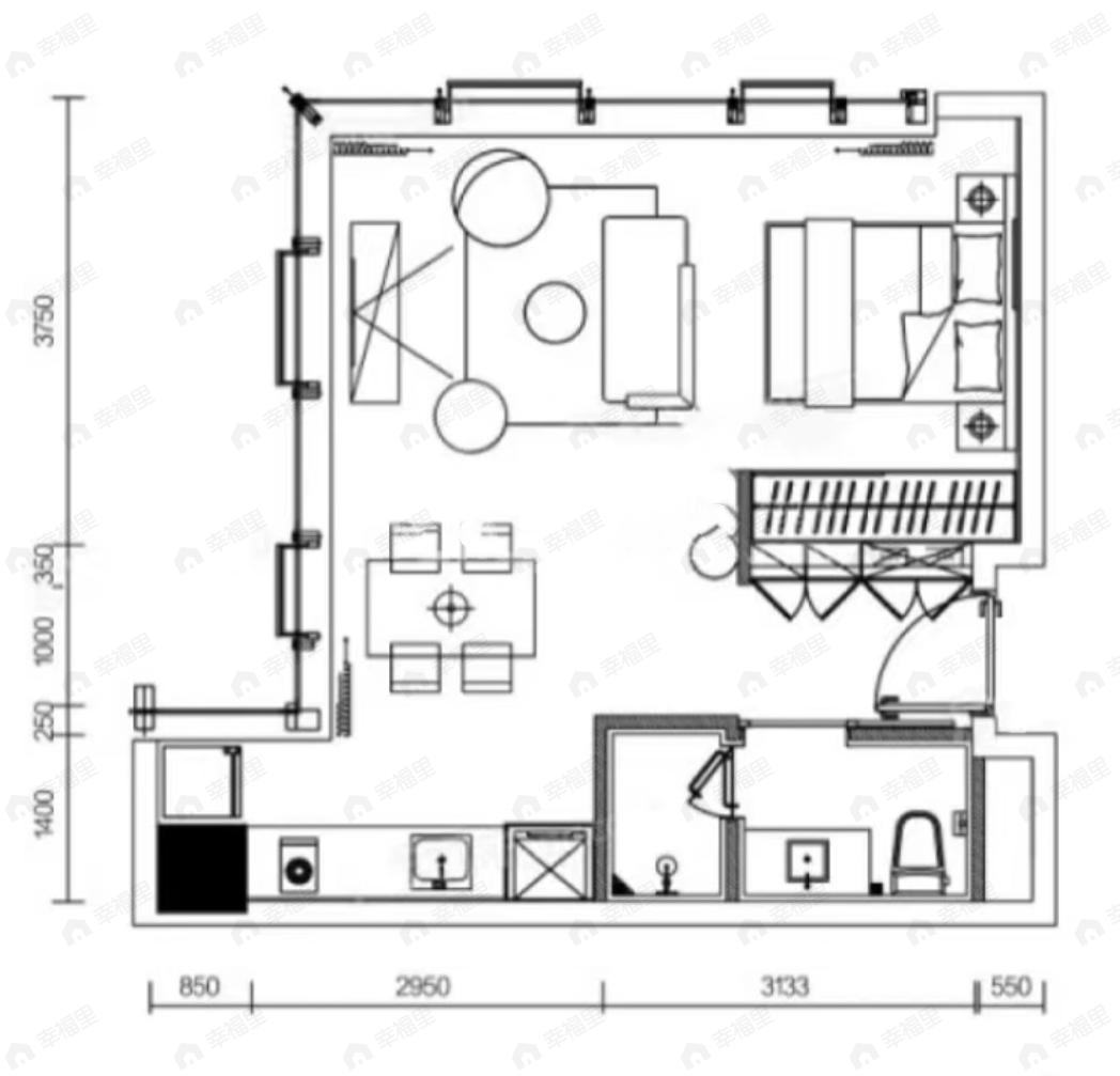 重庆时代中心1室1厅1卫户型图