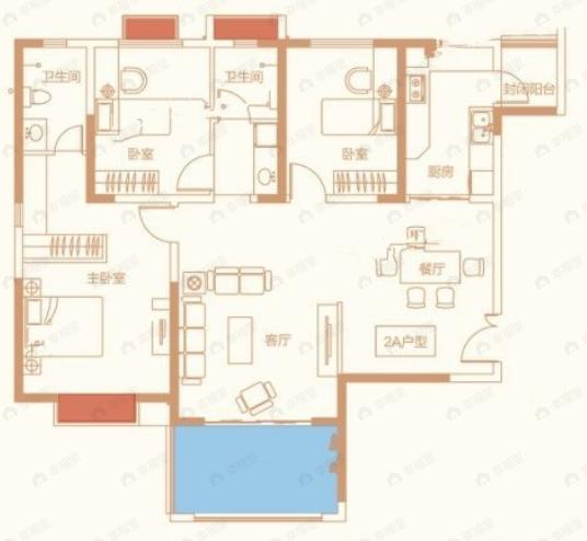 洛浦七悦府3室2厅2卫户型图