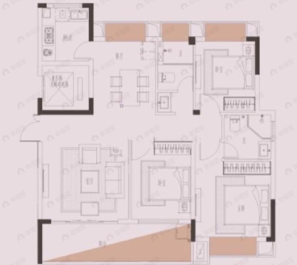 康瑞阳光贤仕府一期3室2厅2卫户型图