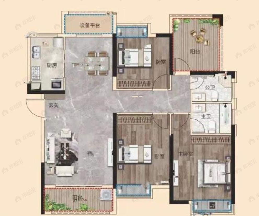 乐万邦康桥悦城4室2厅2卫户型图