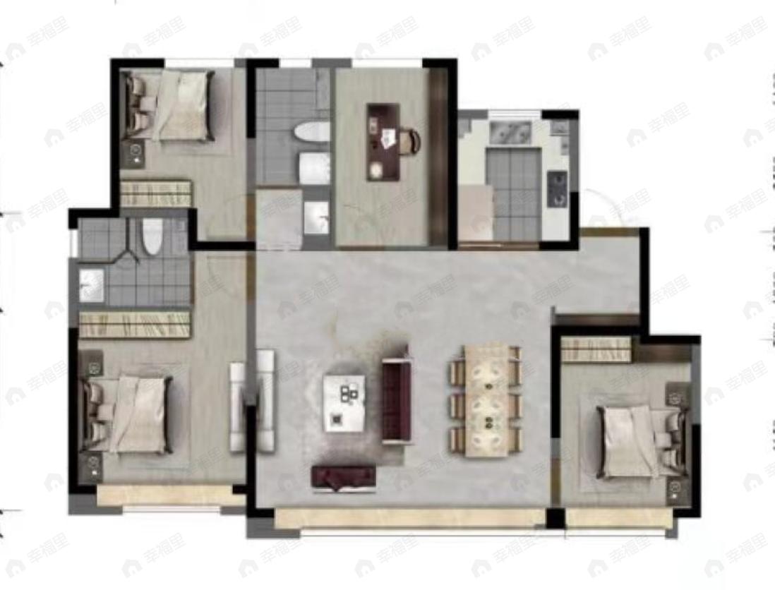 4室2厅2卫建面130平南户型图