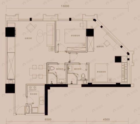神仙树6号院2室2厅2卫户型图