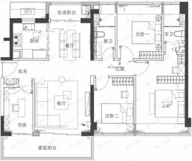 深业颐瑞府4室2厅2卫户型图