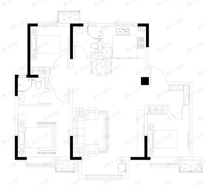 中交雅郡城东春晓3室2厅2卫户型图