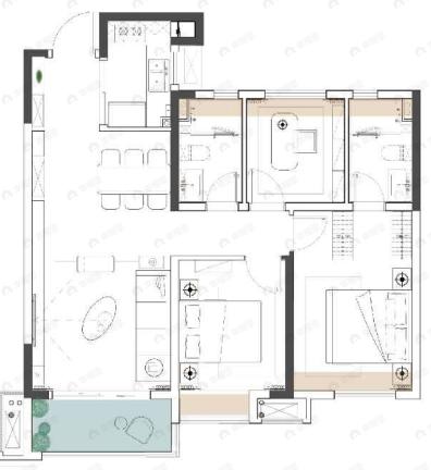 光谷正荣府3室2厅2卫户型图